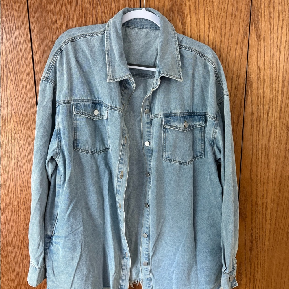 Light Blue Denim Button-Up Shirt